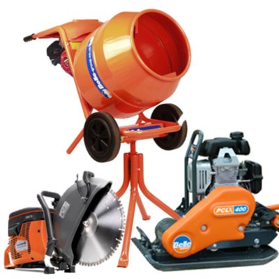 Cement Mixer, Disc Cutter & Vibrating Plate Package Hire Honiton